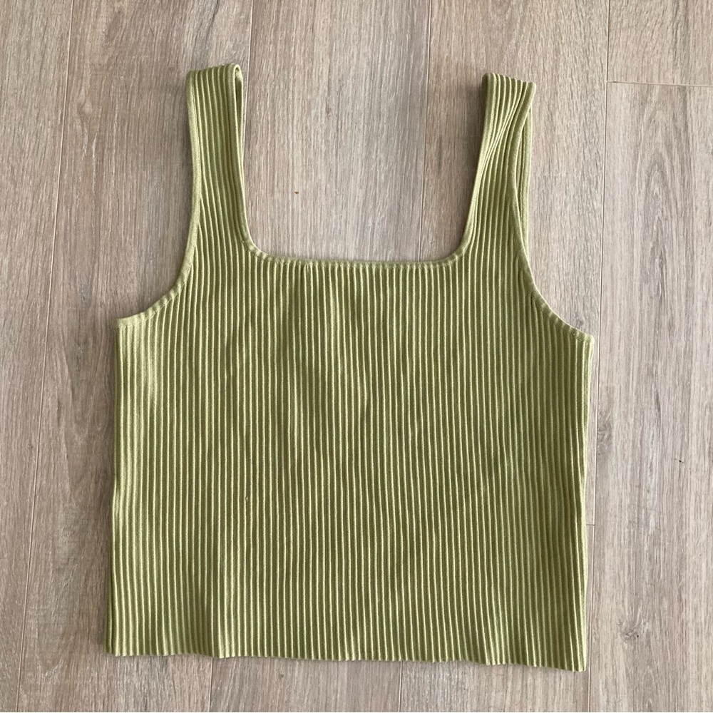 Madewell Olive Ribbed Square-Neck Tank